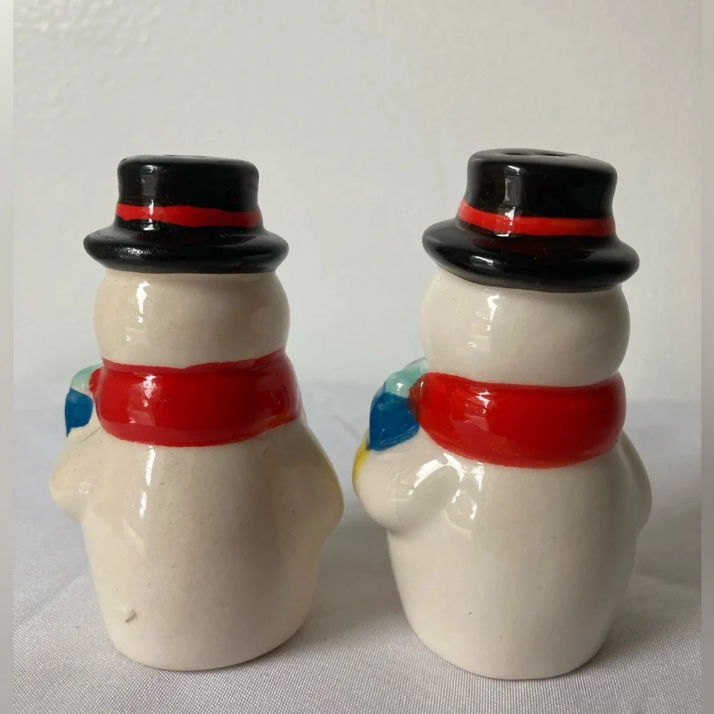 Christmas Salt & Pepper Set Snowmen‎ Snowman Porcelain Greenbrier Int 2.75